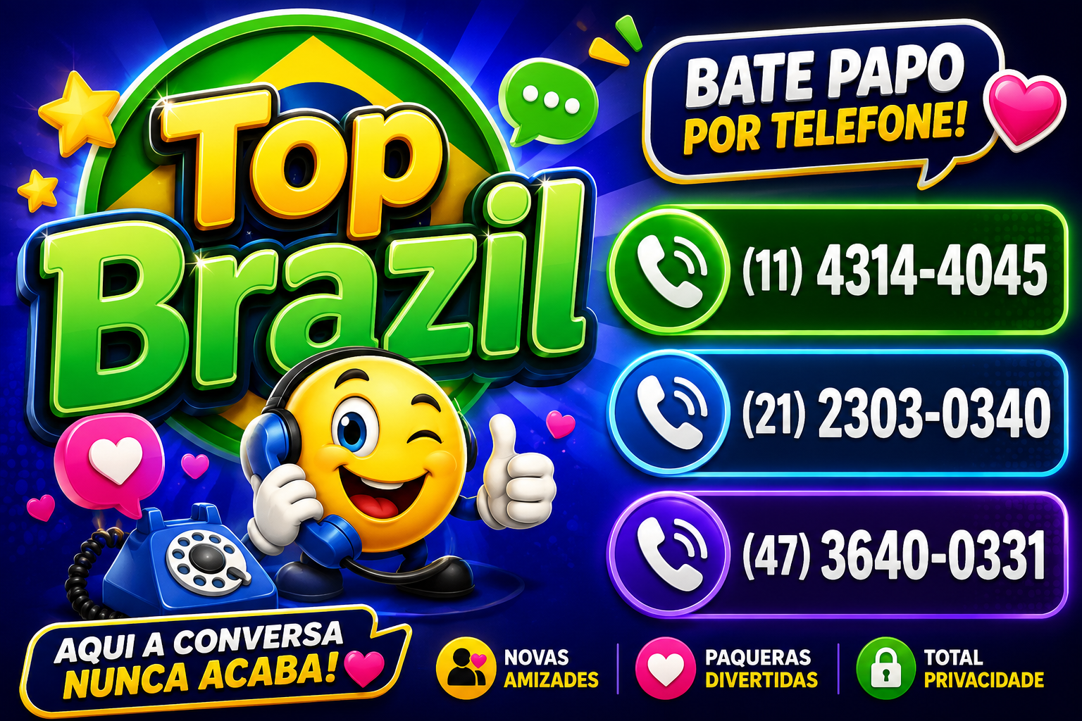 Bate papo por telefone Top Brazil